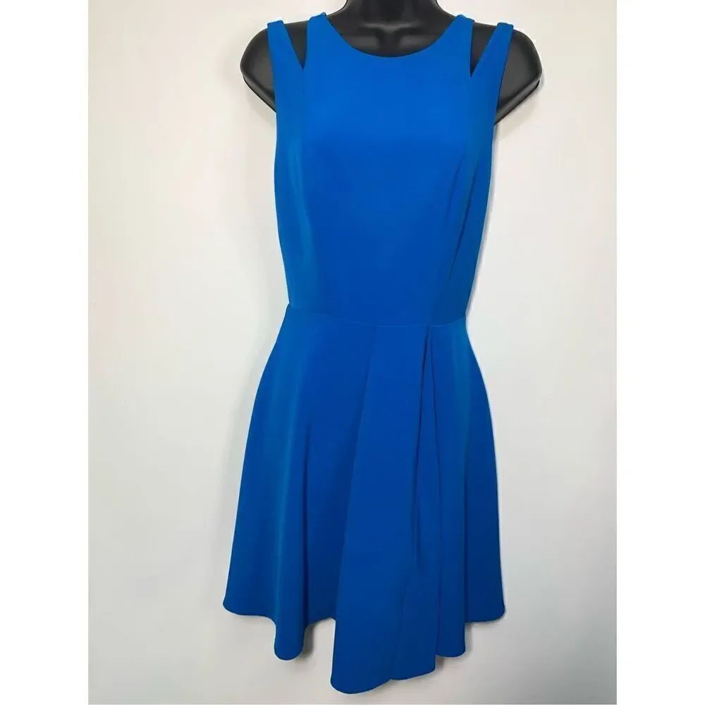 Chelsea28 Women's Strappy Back Sleeveless Back Zip Fit & Flare Dress Blue Small